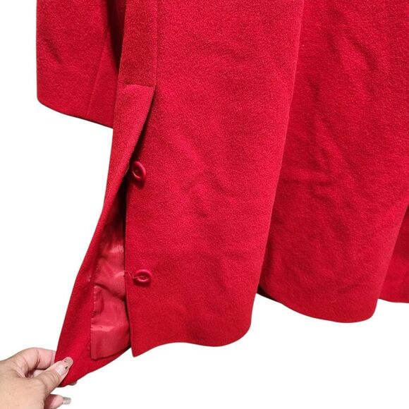 Harvè Benard by Benard Holtzman red lambs wool coat 10 vintage - Picture 5 of 7